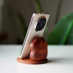 Solid wood phone stand with pawprint design