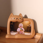 Solid wood picture frame with cat inspired shape