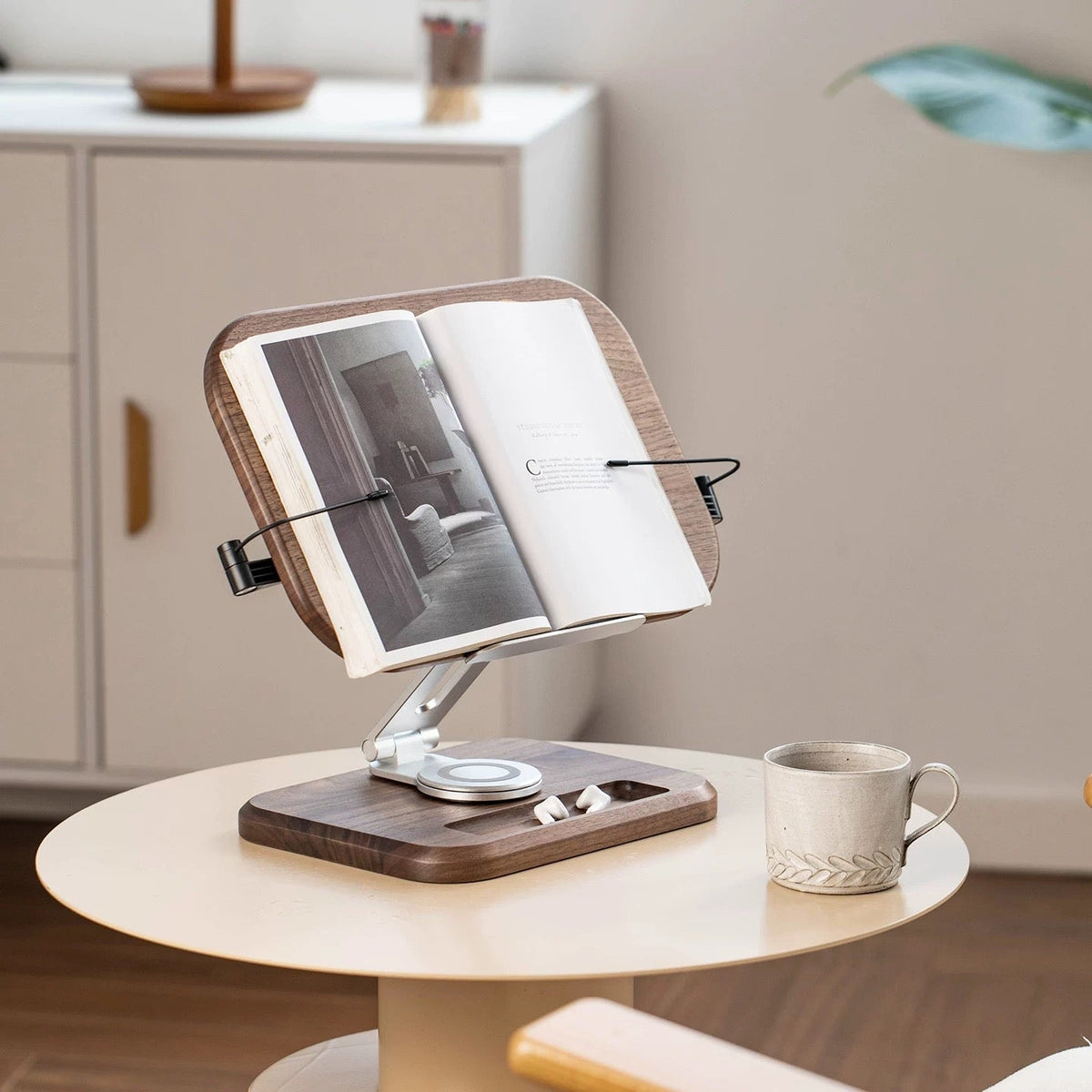 Solid wood reading holder for home office and study setup