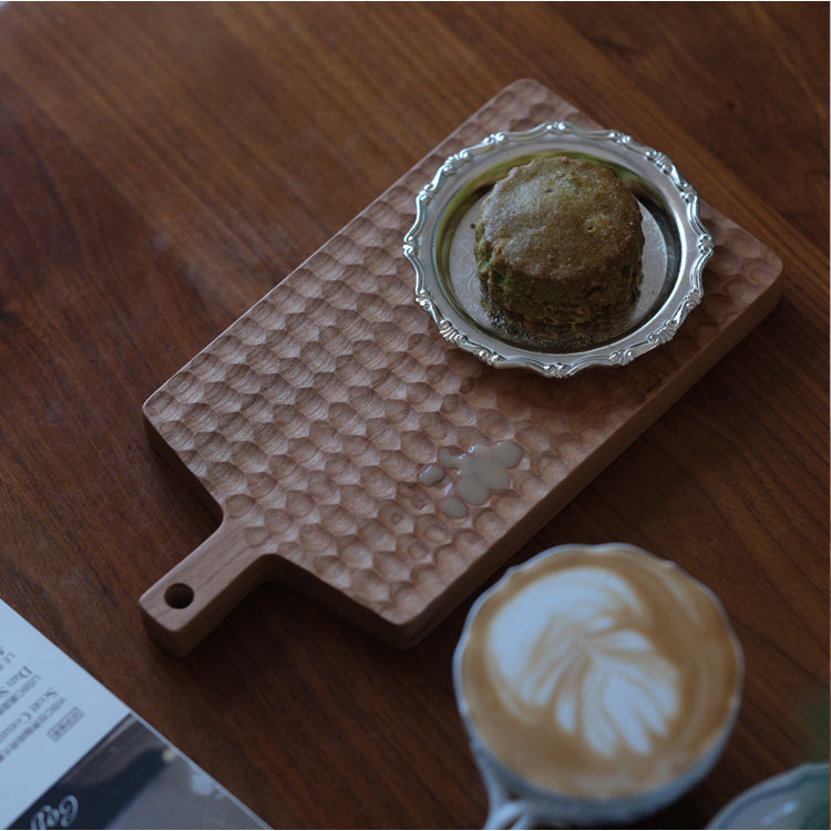 Solid wood serving board with ripple design