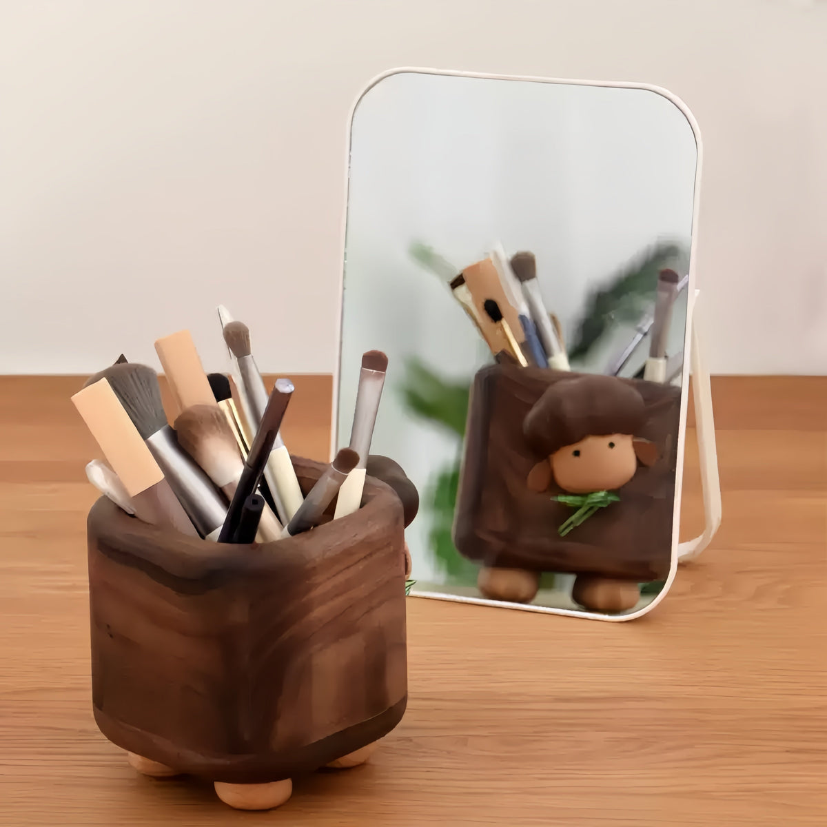 Solid wood stationery holder for a tidy desk setup