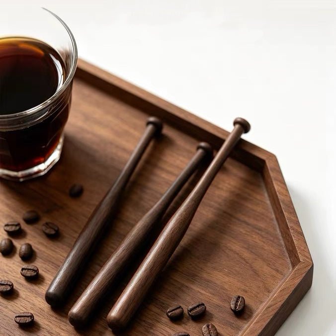 Solid wood stirrer set with elegant natural texture