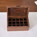 Solid wood storage case with protective lid design