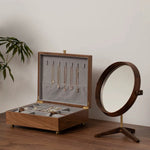 Solid wood table mirror with elegant lighting design