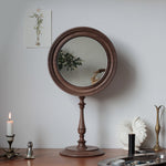 Solid wood tabletop makeup mirror with classic design