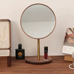 Solid wood tabletop mirror with arc design