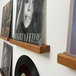 Solid wood wall record holder for home and listening spaces
