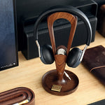 Spire wooden headphone holder made from natural walnut wood