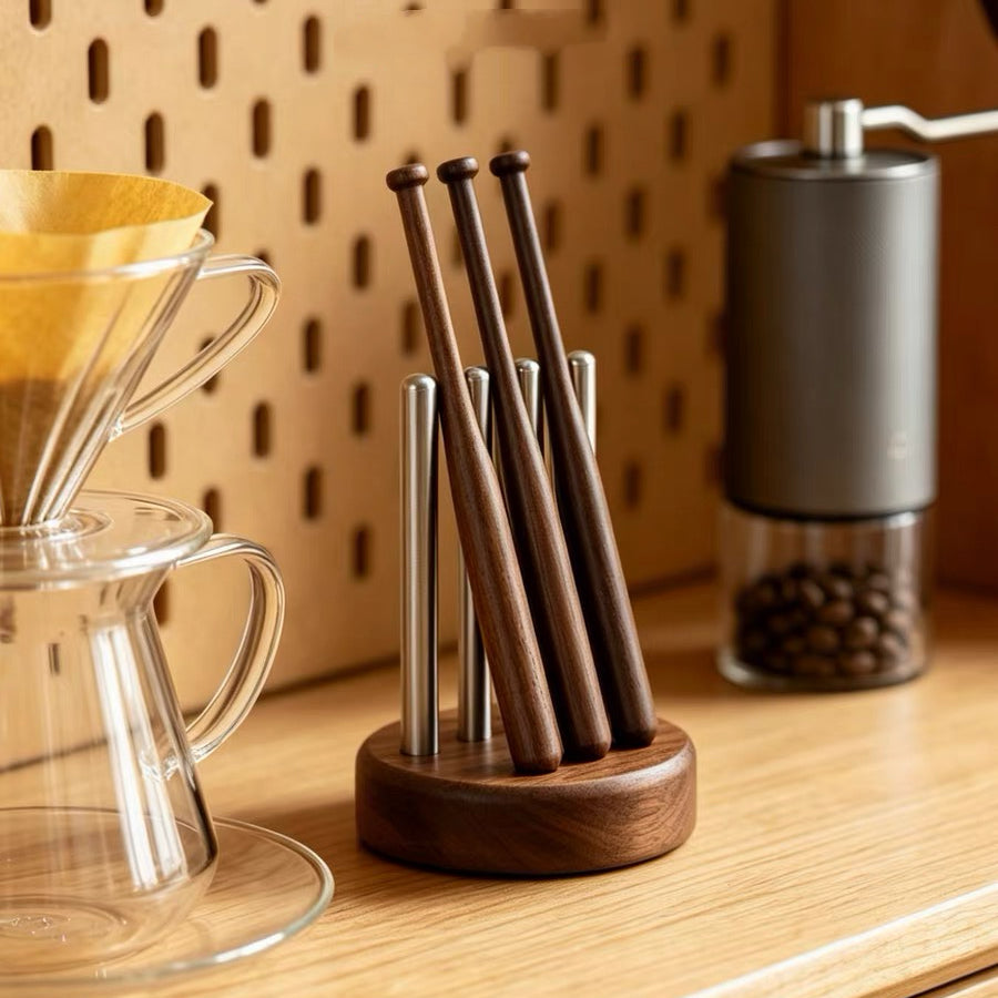 Stir crew wooden coffee stirrers made from natural walnut wood