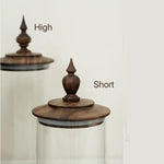 Castle glass storage jar with natural walnut wood lid