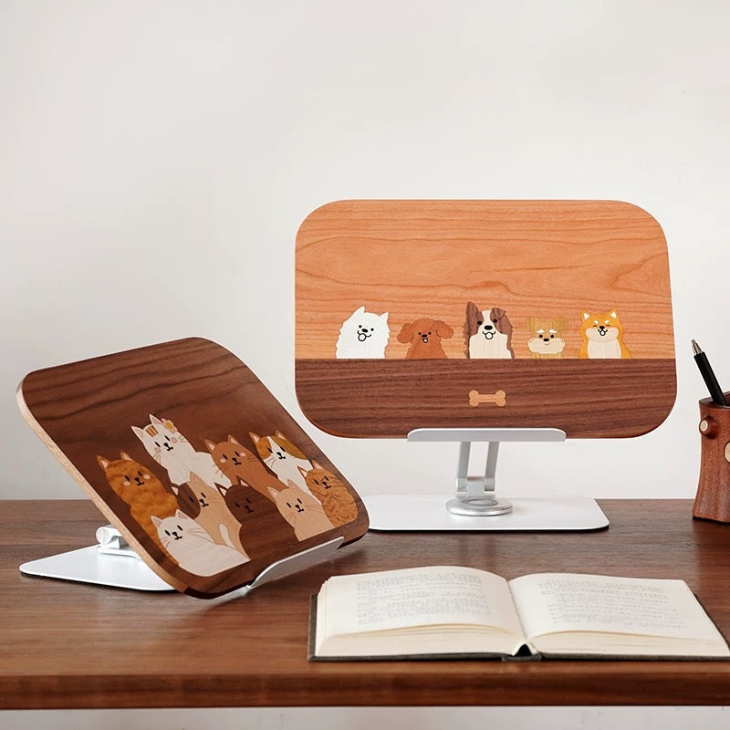 Story Pals Solid Walnut 360° Adjustable Book & Tablet Stand