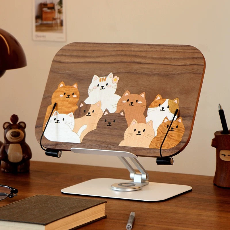 Story pals wooden stand made from natural walnut wood