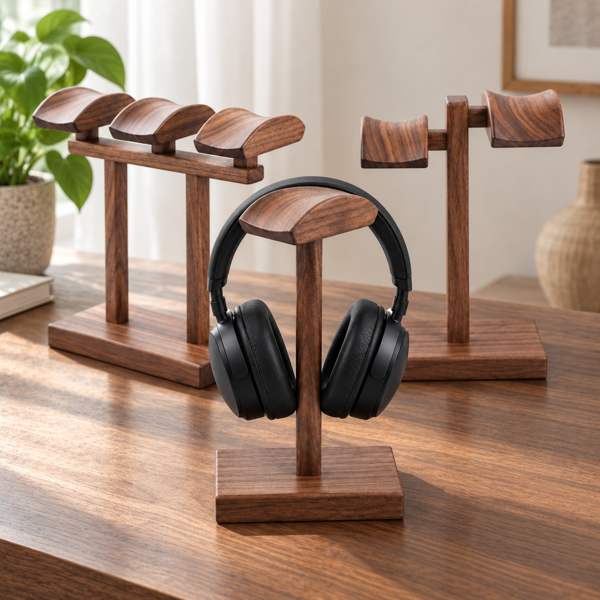 Tavian Walnut Wood Headphone Stand
