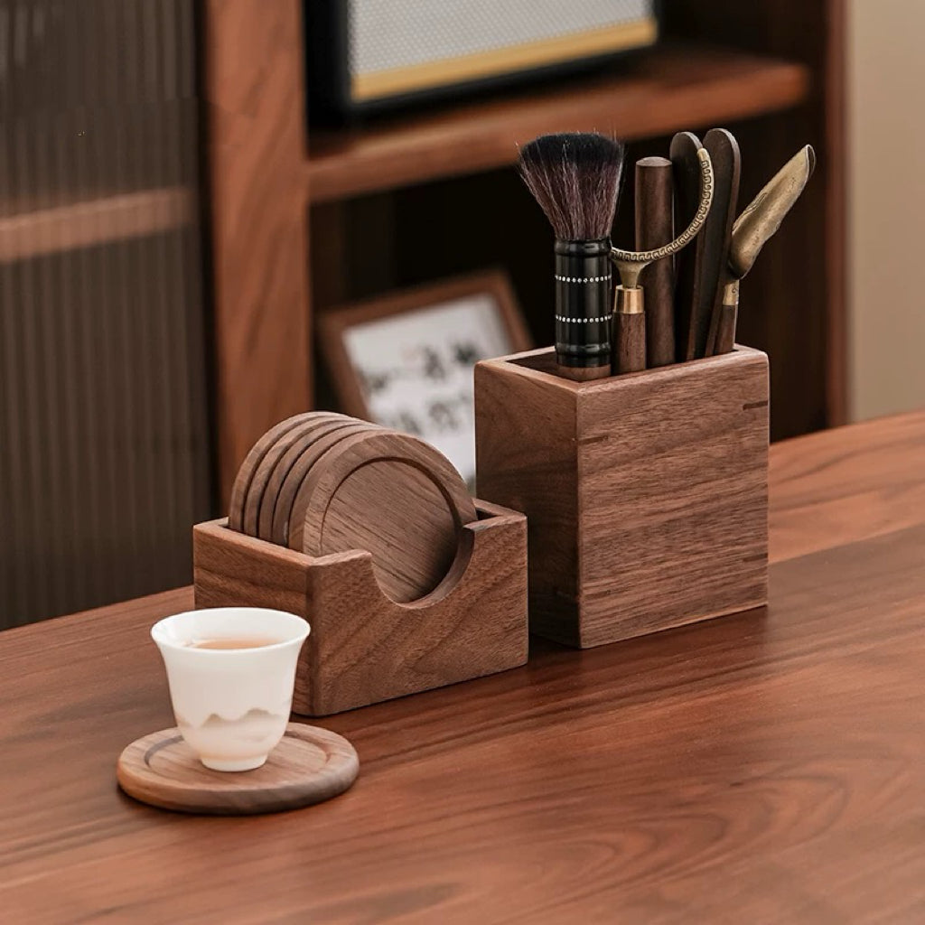 Tea Station Solid Walnut Tea Ceremony Set (Set of 6)