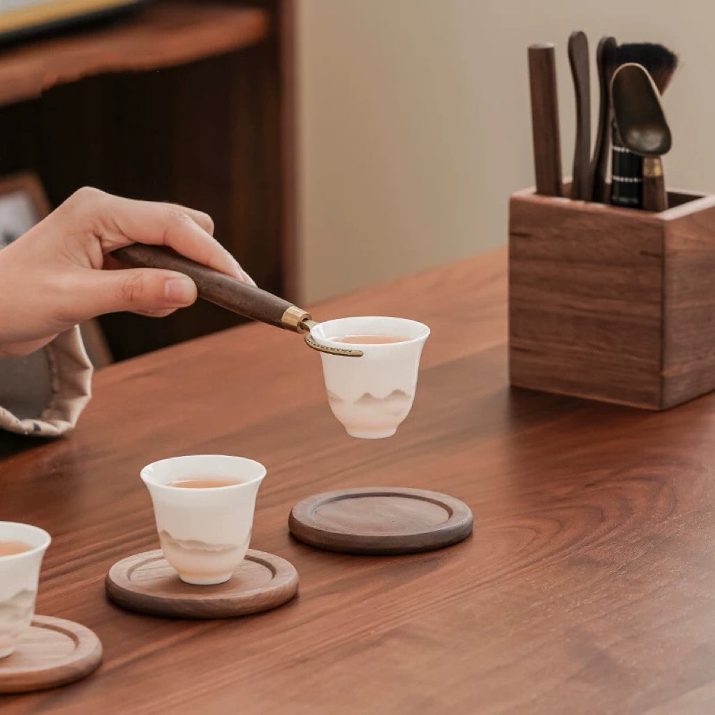 Tea station wooden tea set made from natural walnut wood
