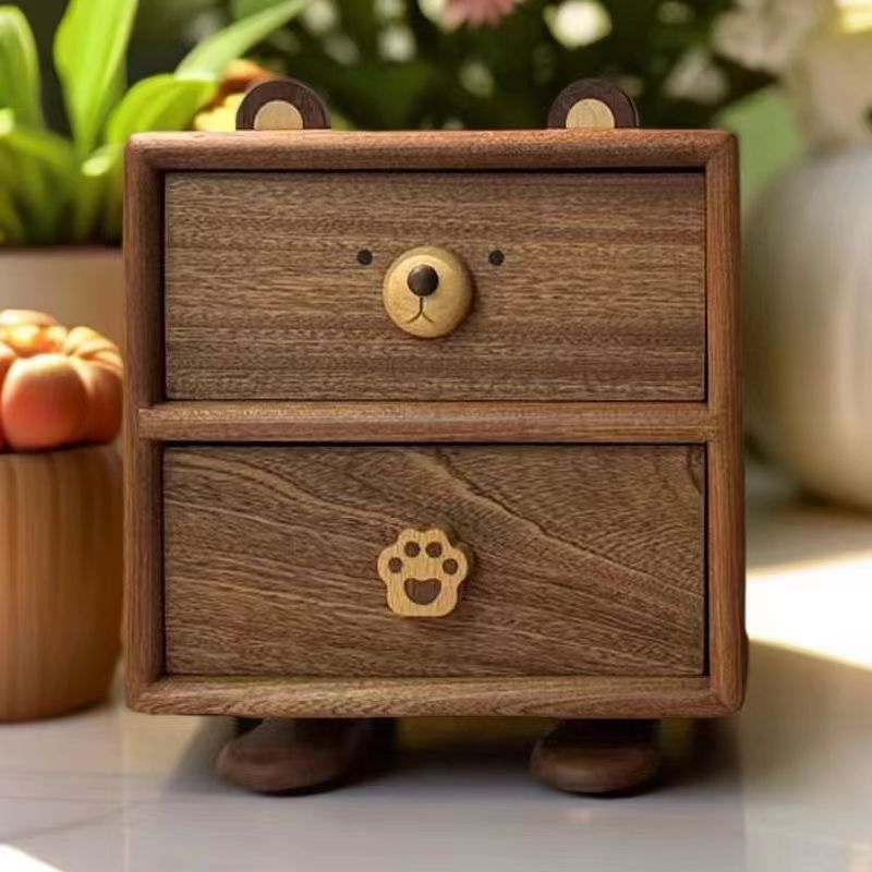 Teddy wooden desk cabinet made from natural solid wood