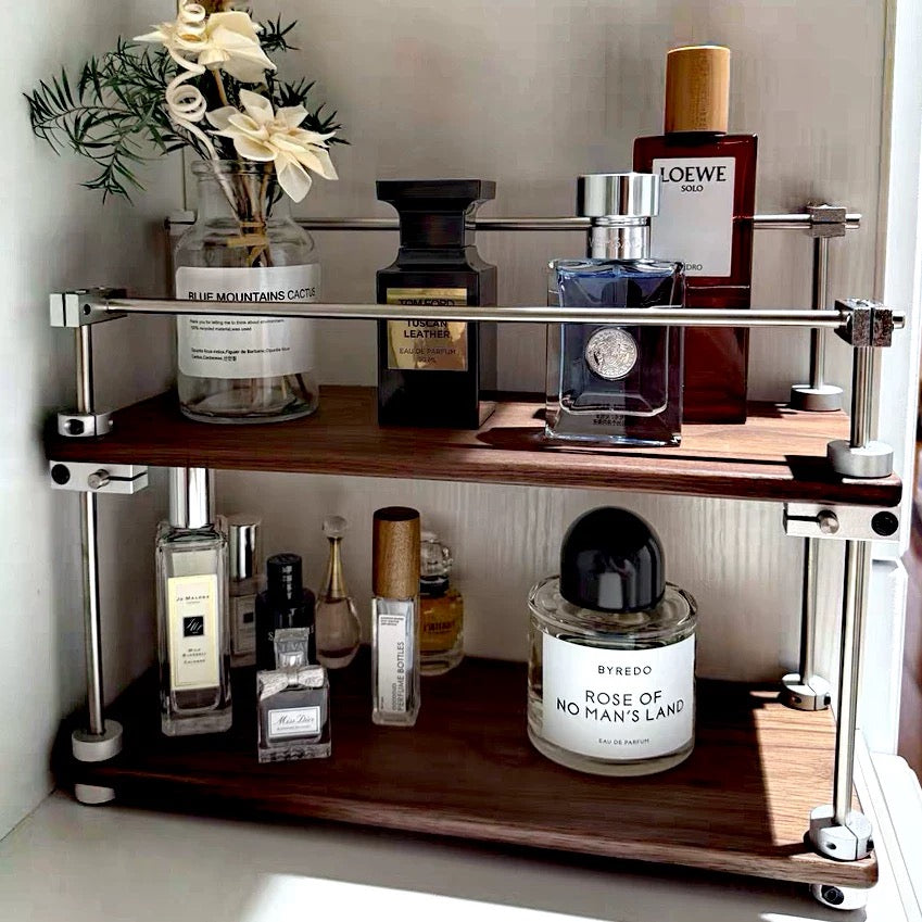 Tidy Layers Solid Walnut Multi-Tier Storage Rack