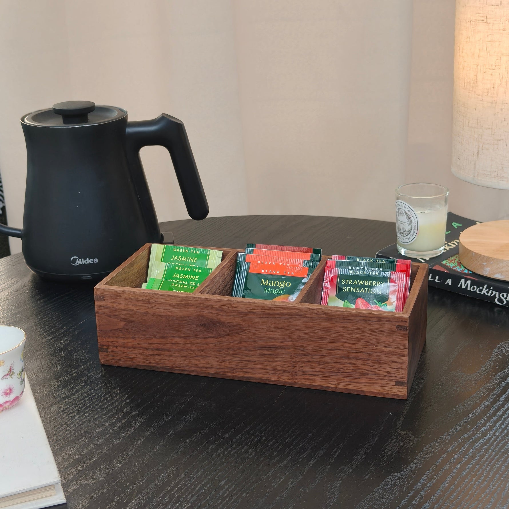 Tidy Up Solid Walnut Tea and Coffee Organizer Box