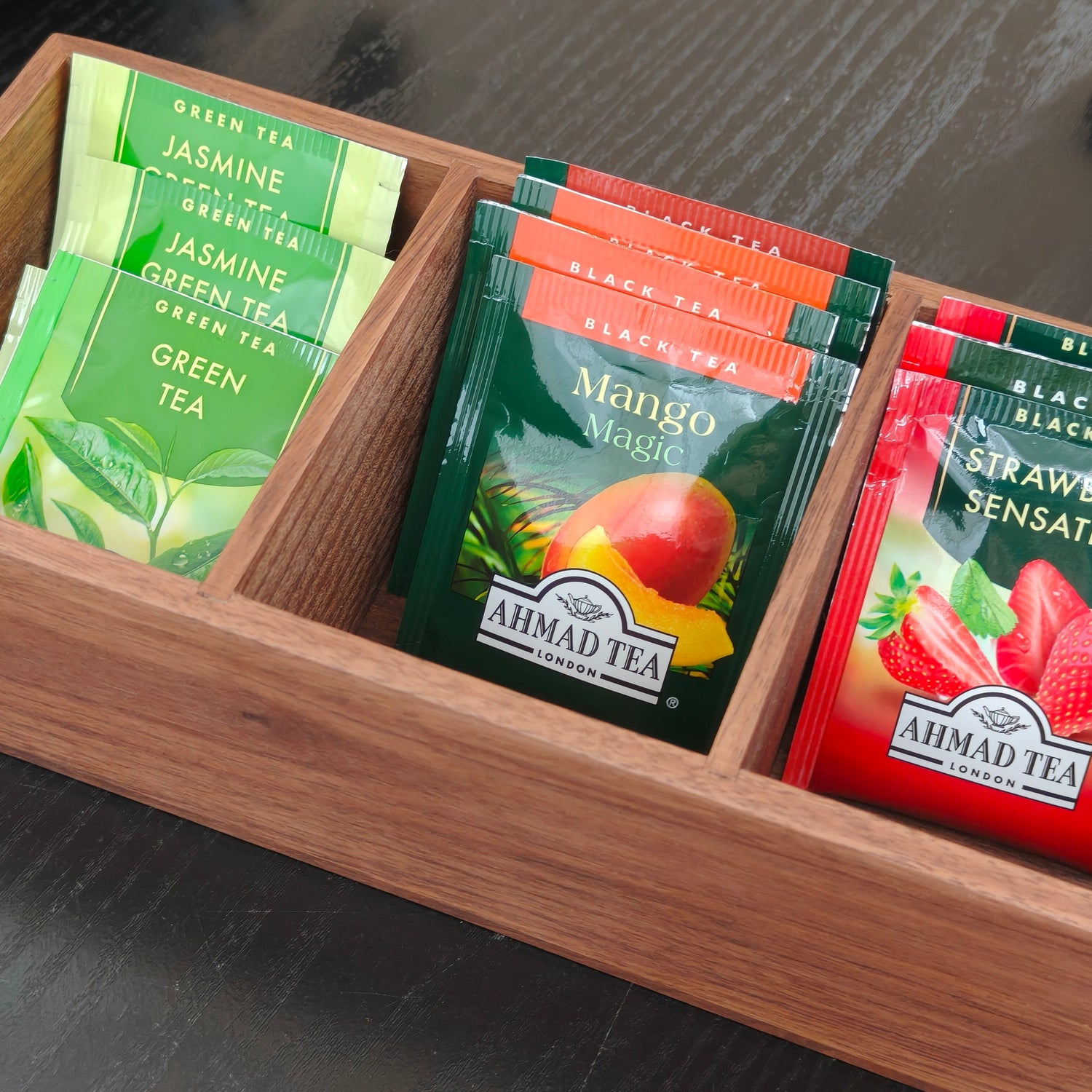 Tidy up wooden organizer box made from natural walnut wood