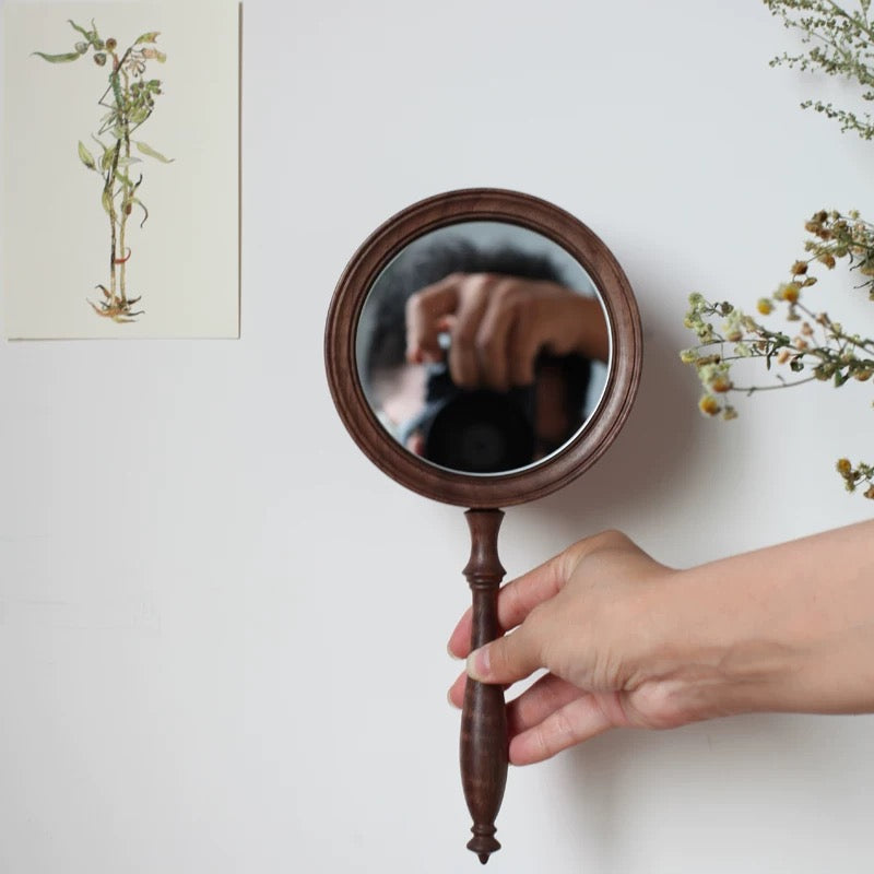 Vintage style walnut mirror for bedroom and vanity use