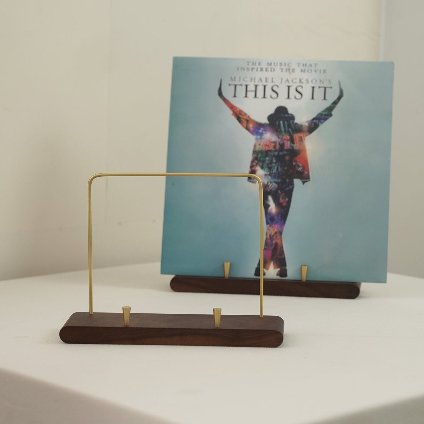 Walnut CD cover stand for showcasing favorite albums