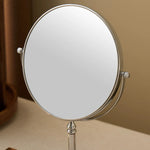 Walnut LED mirror for stylish home and workspace decor