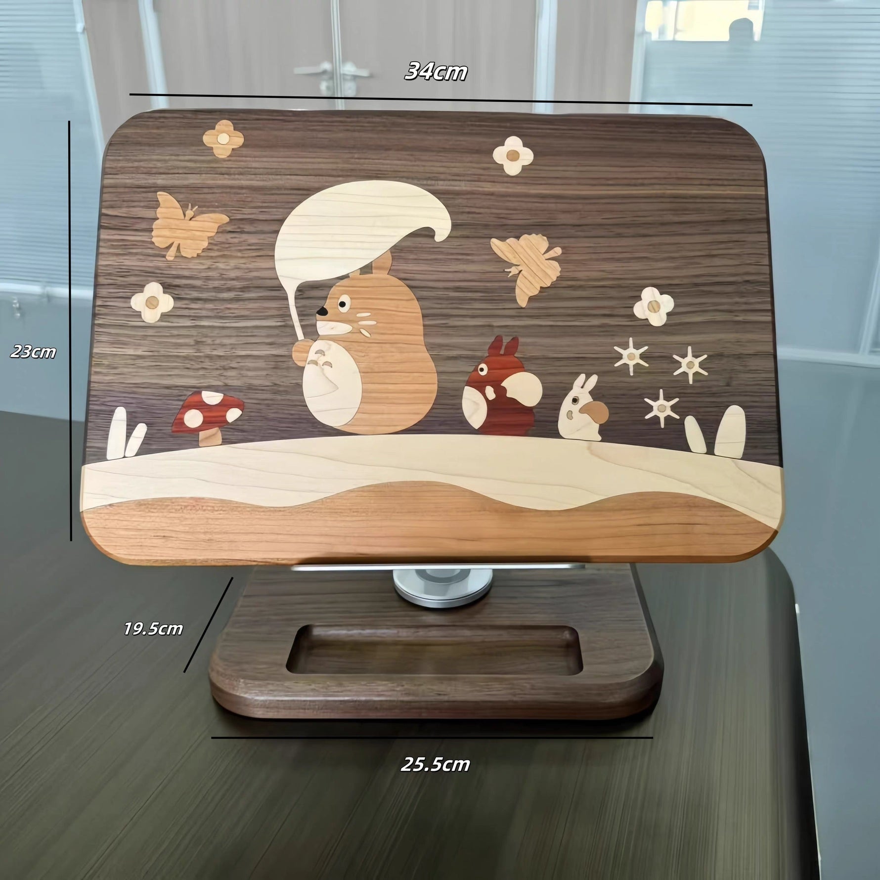 Premium walnut book rest with elegant natural texture