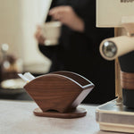 Minimalist walnut coffee accessory for home brewing station
