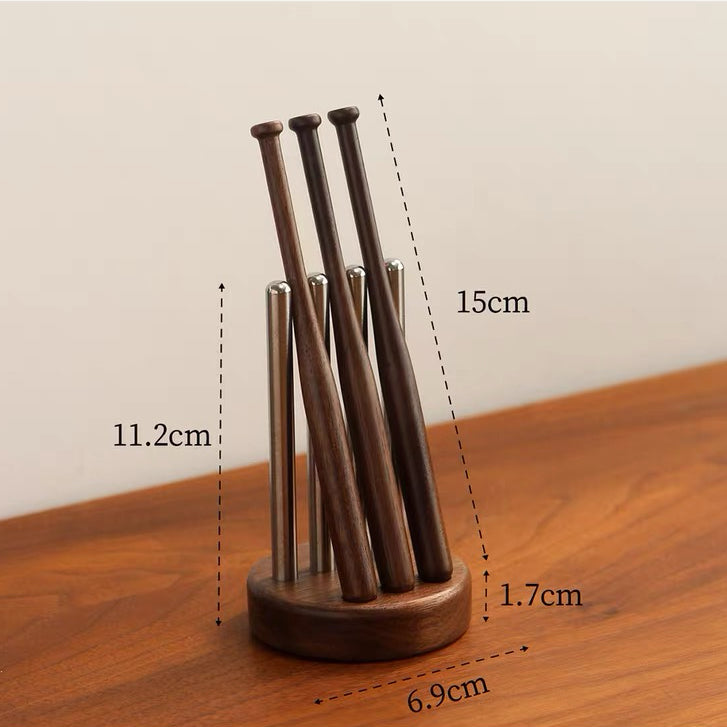 Walnut coffee stirrer set for a refined brewing experience