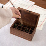 Walnut compartment box with lid for neat organization