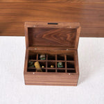 Solid walnut compartment storage box with lid design