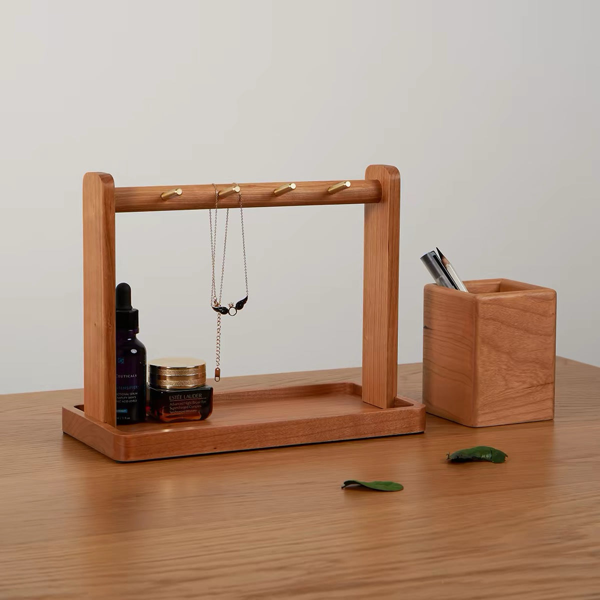 Walnut desktop key holder stand for a tidy space