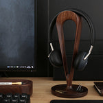Solid walnut headphone stand with minimalist design