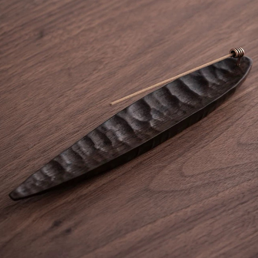 Walnut incense burner for meditation space and interior styling