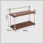 Solid walnut multi-tier storage rack with layered design