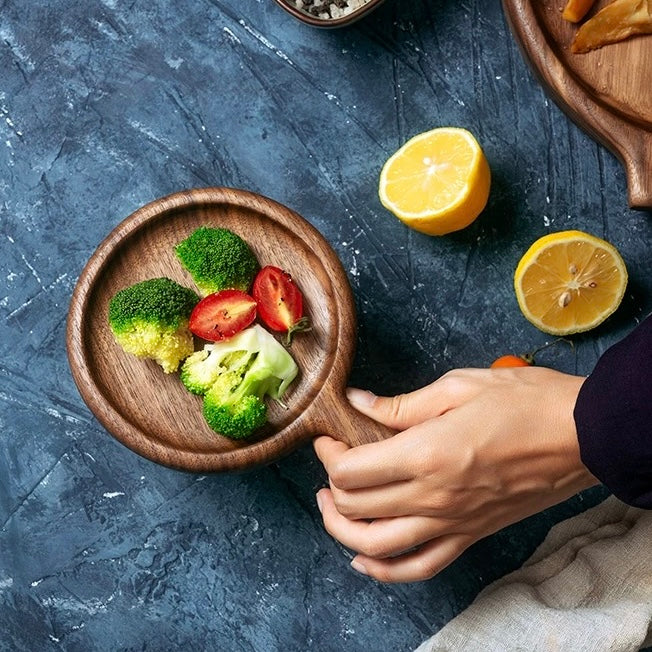 Natural walnut serving tray with smooth grain finish