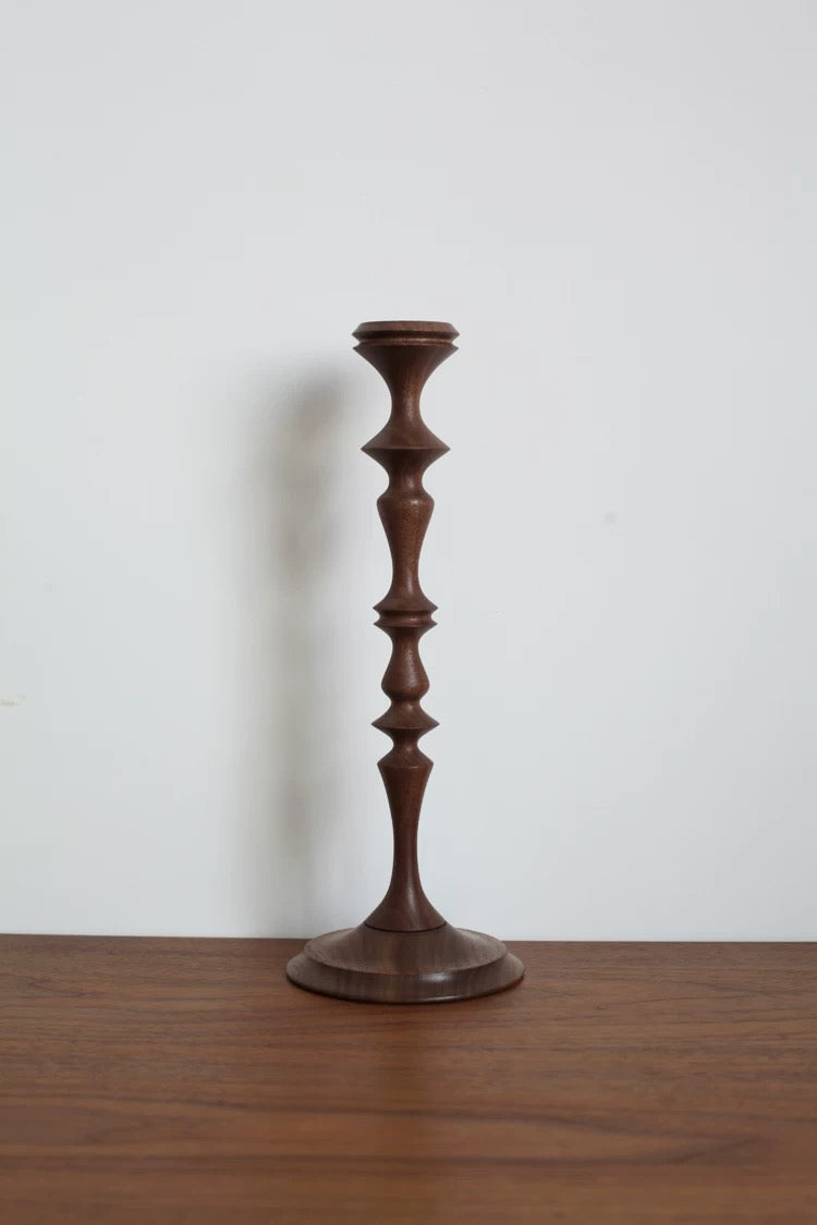 Walnut taper candle holder with timeless design