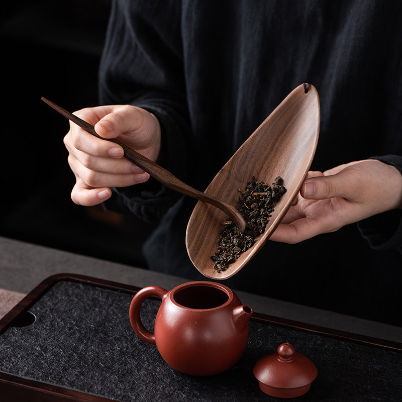 Solid walnut tea ceremony set with minimalist design
