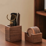 Solid walnut tea ceremony set with minimalist design