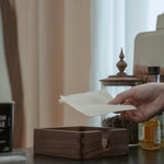Solid walnut tissue holder for home and office decor