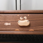 Natural wood computer stand with smooth grain finish