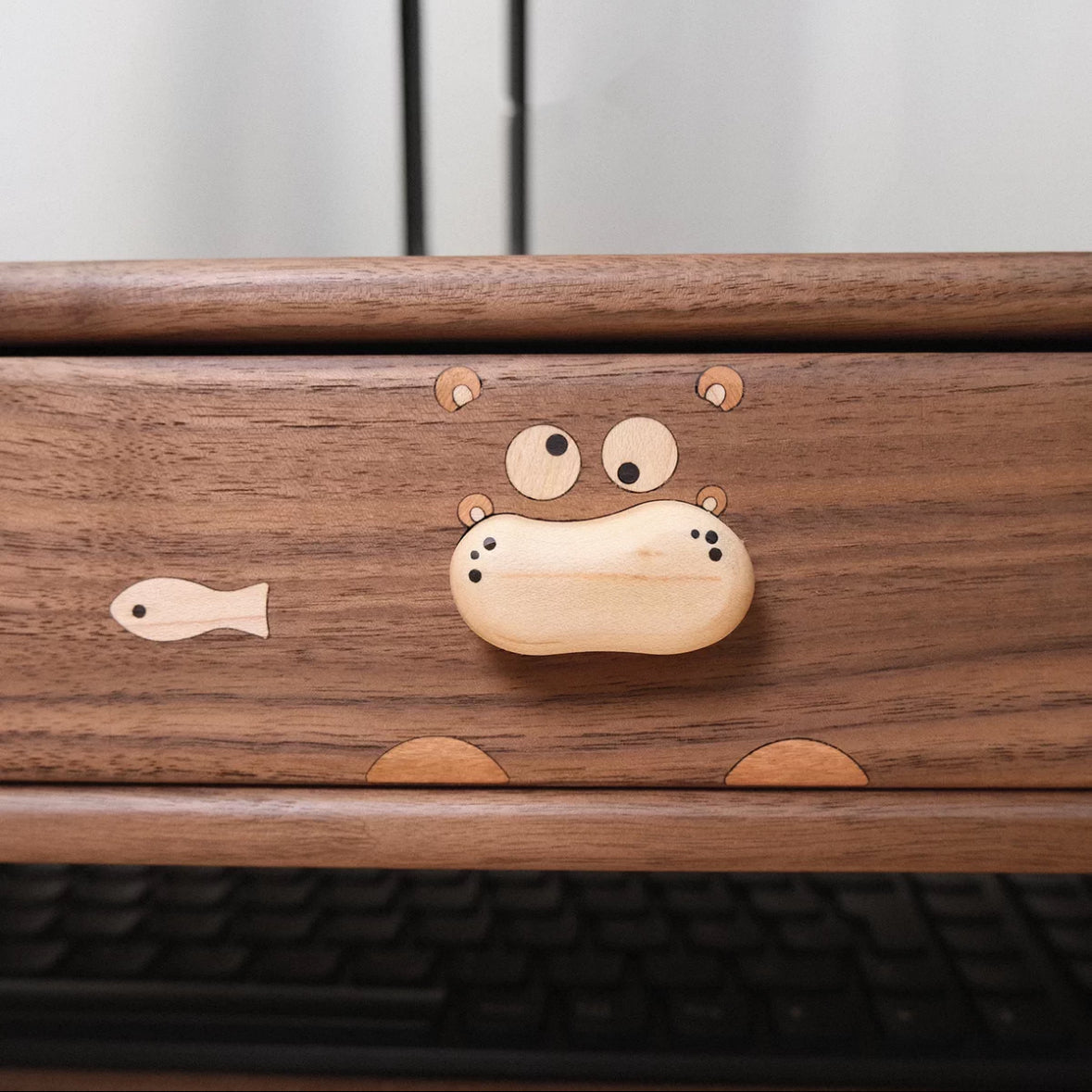 Natural wood computer stand with smooth grain finish