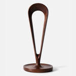 Natural wood headphone stand with smooth walnut grain finish