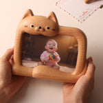 Cat shaped wooden photo holder for displaying memories