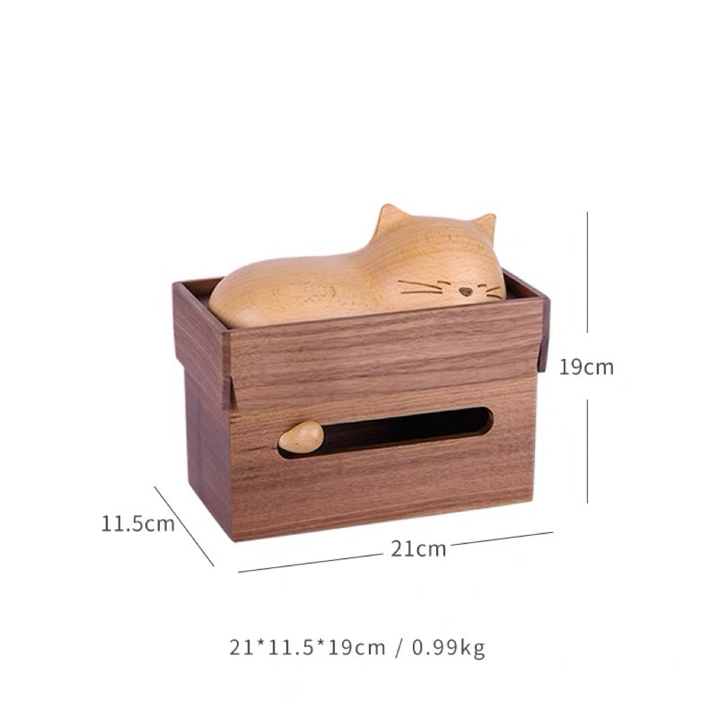 Natural wood tissue holder with smooth walnut grain finish