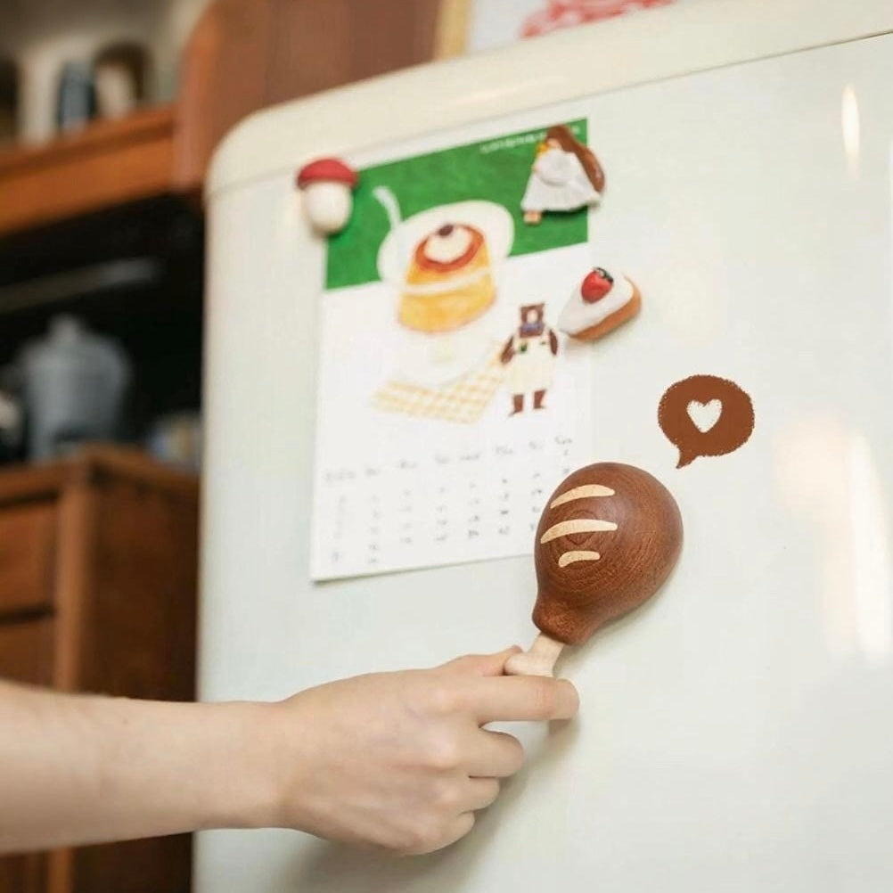 Wooden bottle opener and fridge magnet combo for kitchen use