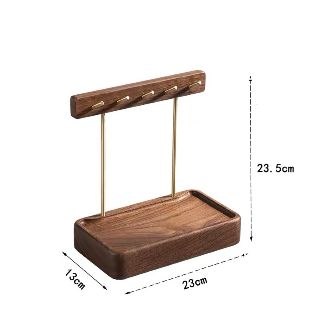 Wooden catchall tray for home entrance organization