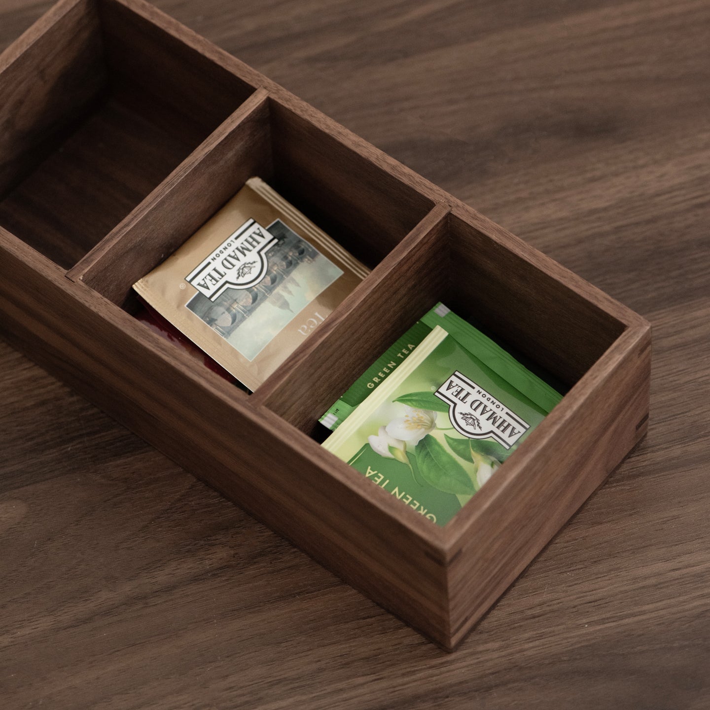 Wooden coffee and tea container for neat desktop organization