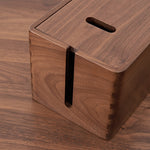 Wooden cord management box for office and workspace setup