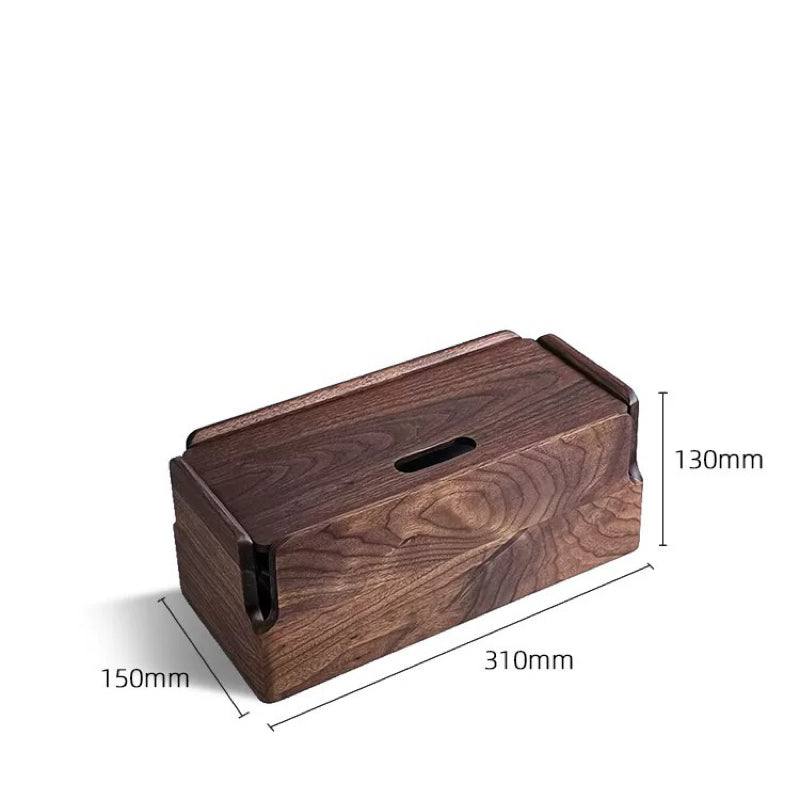 Wooden cord management box for office and workspace setup